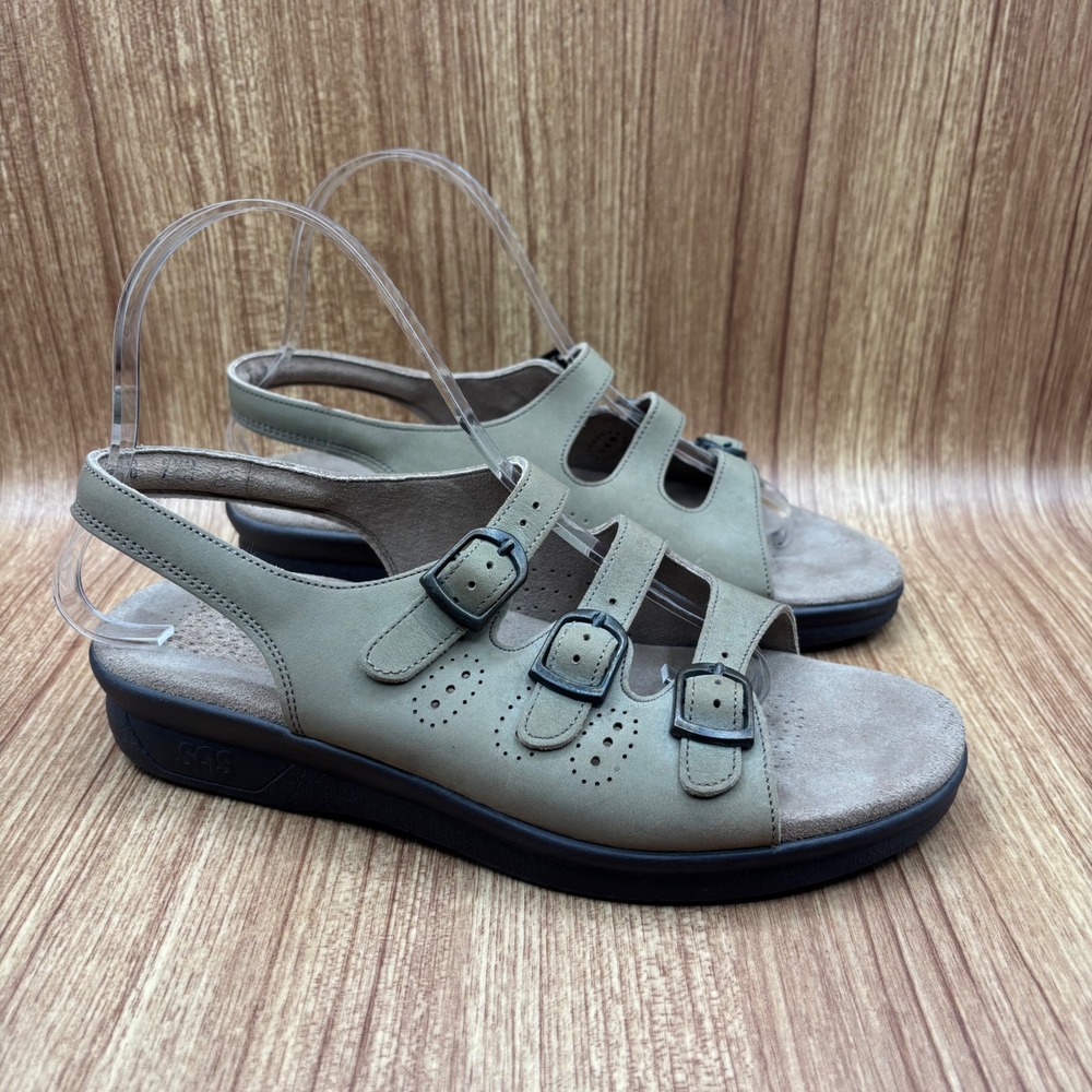 SAS‎ Nudu Sandals Women Beige 7.5 M Adjustable Buckle Slingback